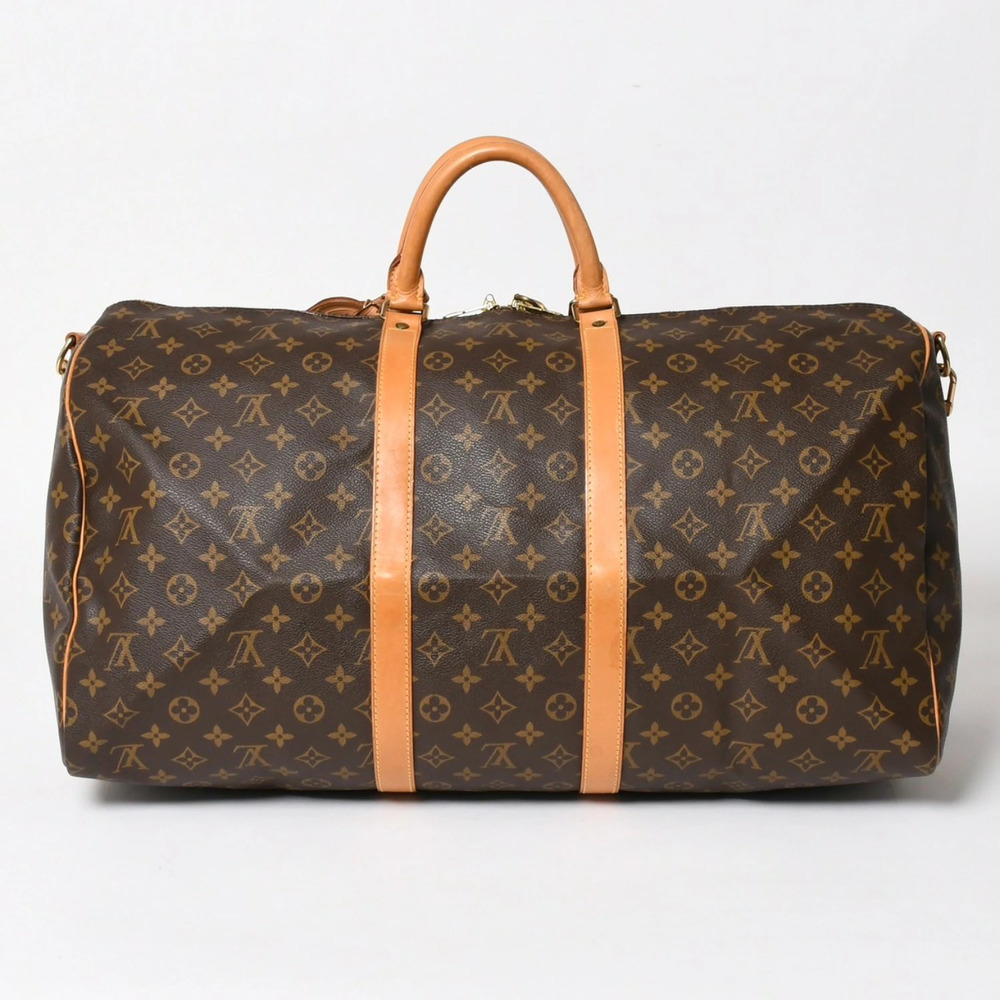 LOUIS VUITTON Monogram Keepall Bandouliere Boston bag Brown canvas